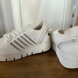 bernie mev. White and Silver Sneakers